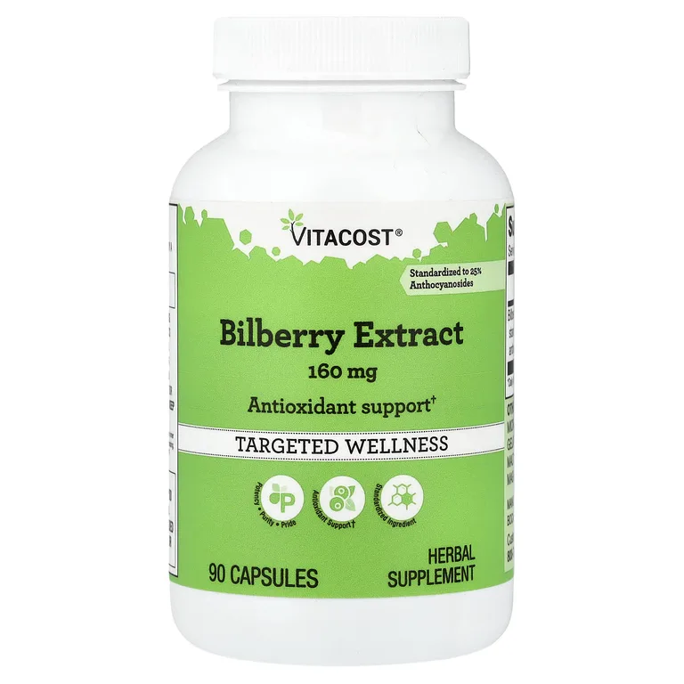 Vitacost, Экстракт черники, стандартизированный, 160 мг, 90 капсул