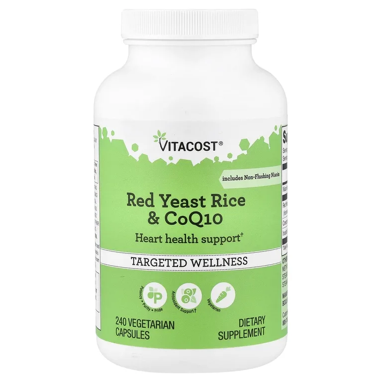 Vitacost, красный ферментированный рис и коэнзим Q10, 240 вегетарианских капсул