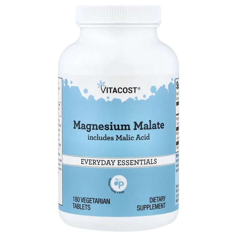 Vitacost, малат магния с яблочной кислотой, 180 вегетарианских таблеток