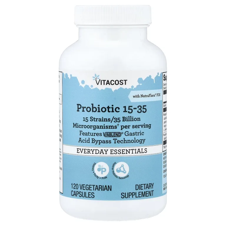 Vitacost, пробиотик 15-35 NutraFlora® FOS, 120 вегетарианских капсул