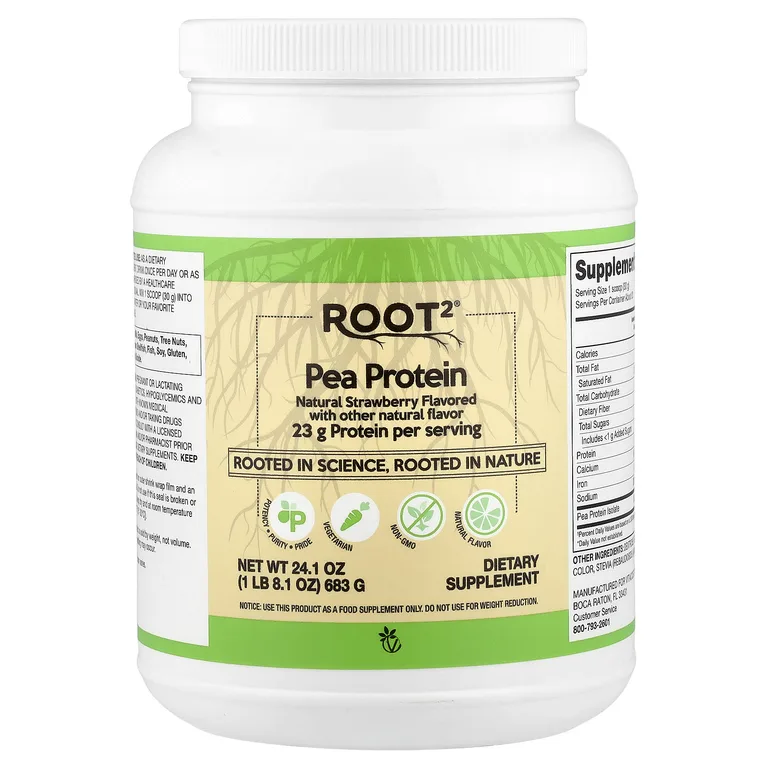 Vitacost, Root2®, Pea Protein, Natural Strawberry, 1 lb 8.1 oz (683 g)