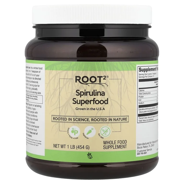 Vitacost, Root2, спирулина, суперфуд, 454 г (1 фунт)