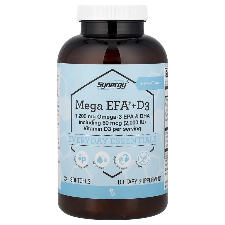 Vitacost, Synergy®, Mega EFA® и витамин D3, 240 капсул