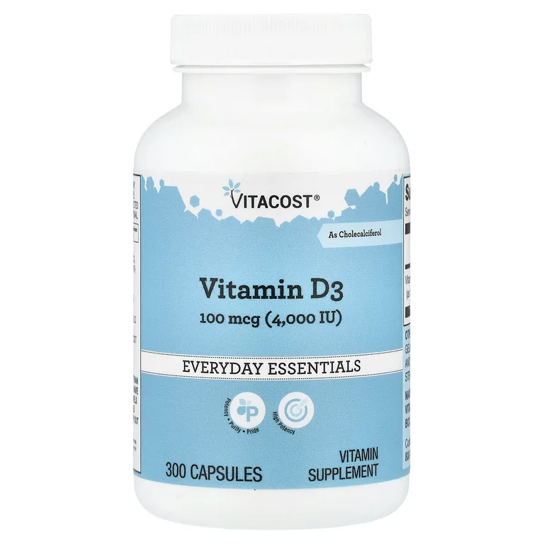 Vitacost, витамин D3, 100 мкг (4000 МЕ), 300 капсул