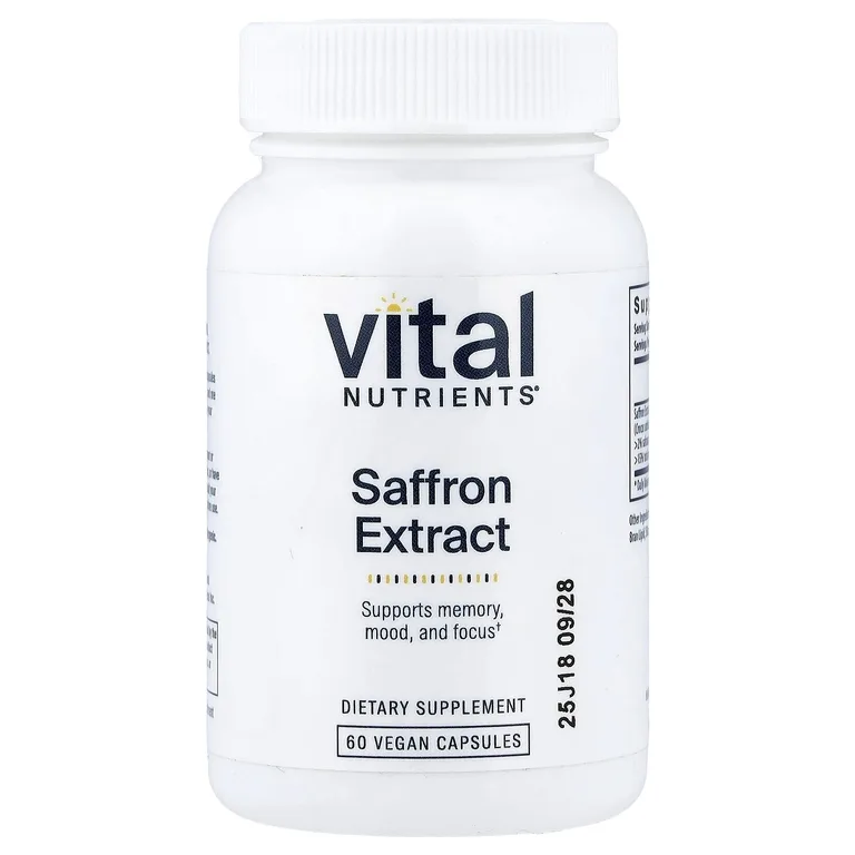 Vital Nutrients, экстракт шафрана, 60 веганских капсул (15 мг в 1 капсуле)