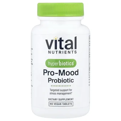 Vital Nutrients, Hyperbiotics®, пробиотик для улучшения настроения, 60 веганских таблеток
