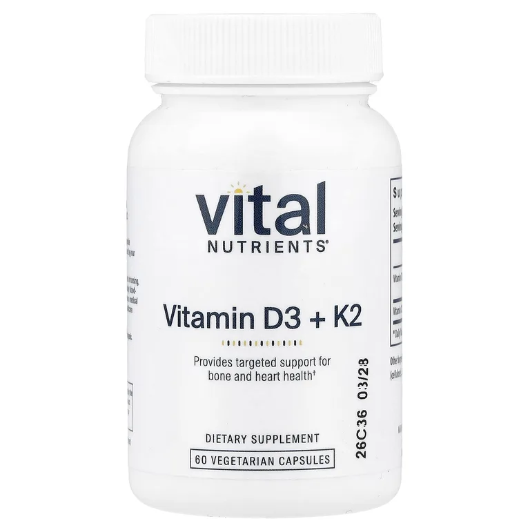 Vital Nutrients, K2-7 + D3, 60 вегетарианских капсул