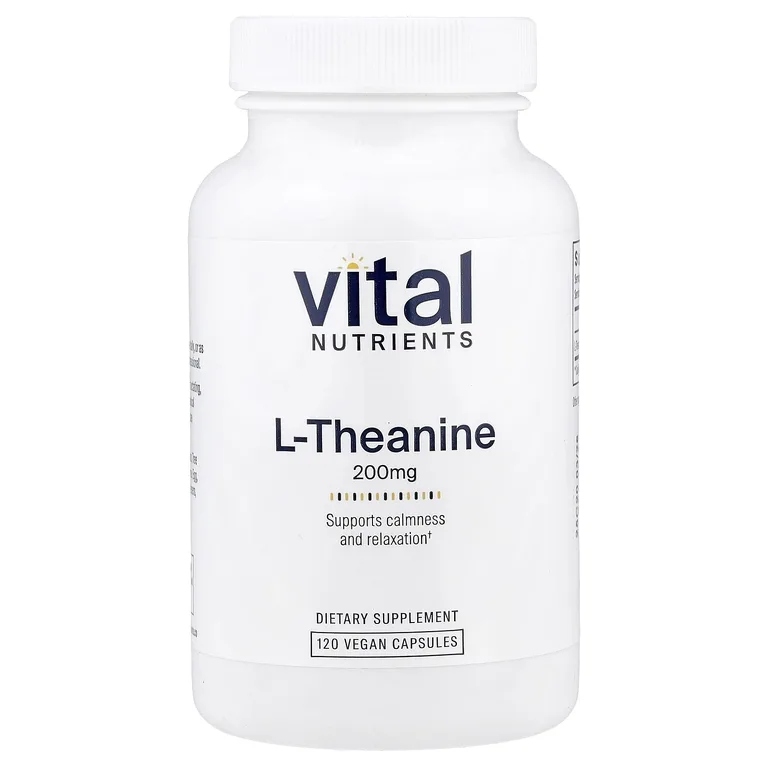 Vital Nutrients, L-теанин, 200 мг, 120 веганских капсул