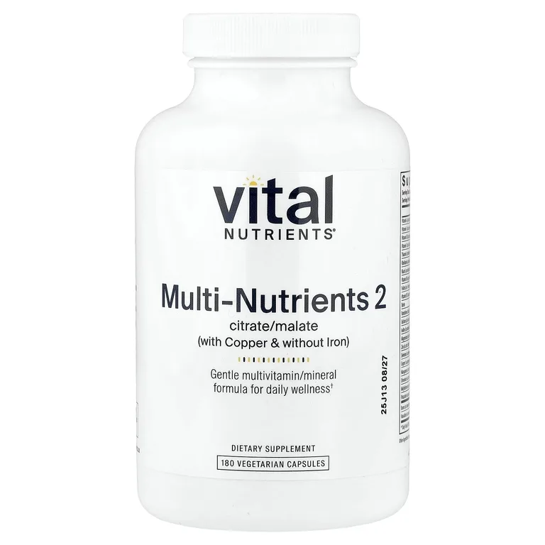 Vital Nutrients, Мульти питательные вещества цитрат / малат (с медью и без железа), 180 вегетарианских капсул