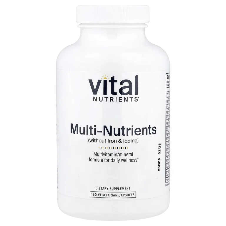 Vital Nutrients, мультипитательные вещества (без железа и йода), 180 вегетарианских капсул
