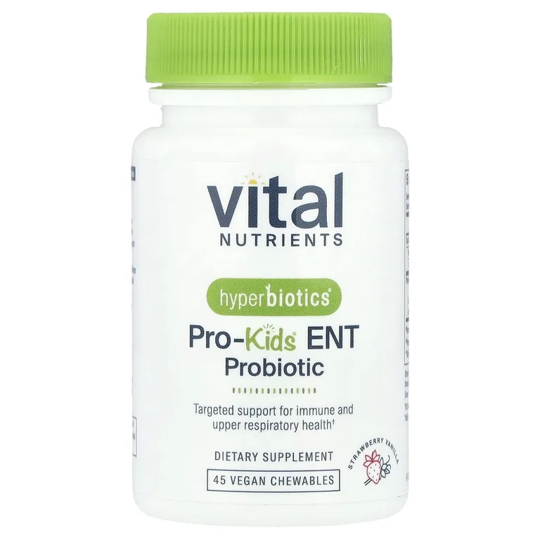 Vital Nutrients, пробиотик для детей, клубника и ваниль, 45 веганских жевательных таблеток