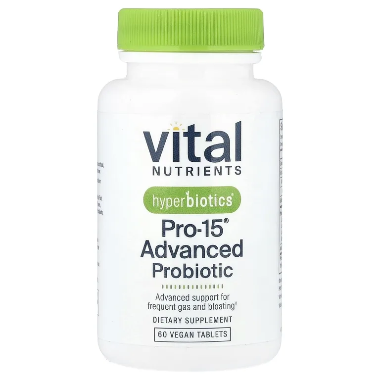 Vital Nutrients, пробиотик при частом газообразовании и вздутии живота, 60 веганских таблеток