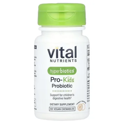 Vital Nutrients, пробиотики для детей, пикантный апельсин, 60 веганских жевательных таблеток