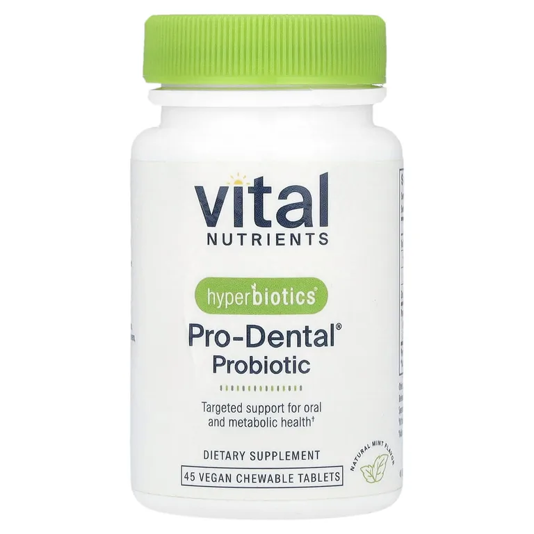 Vital Nutrients, пробиотики для здоровья полости рта, натуральный мятный вкус, 45 веганских жевательных таблеток