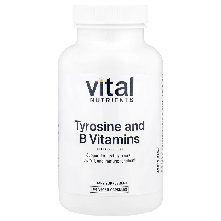 Vital Nutrients, тирозин и витамины группы B, 100 растительных капсул