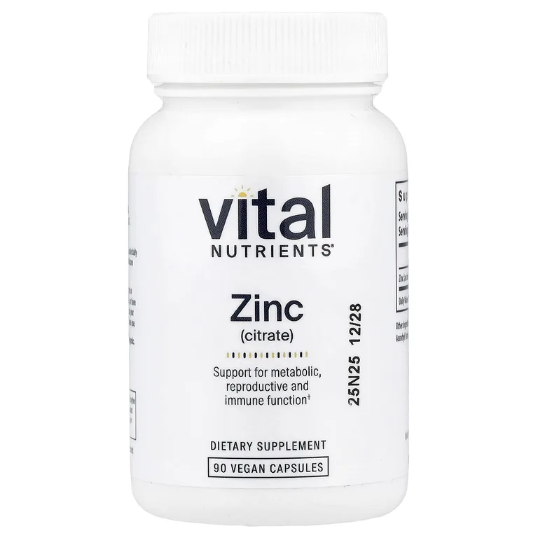 Vital Nutrients, Цинк (цитрат), 30 мг, 90 веганских капсул