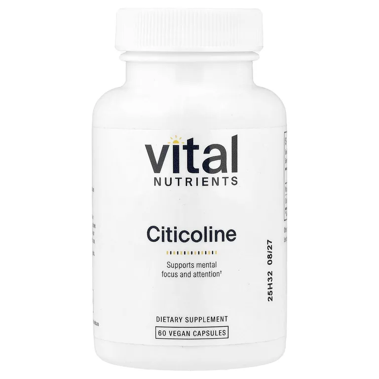 Vital Nutrients, цитиколин, 60 веганских капсул