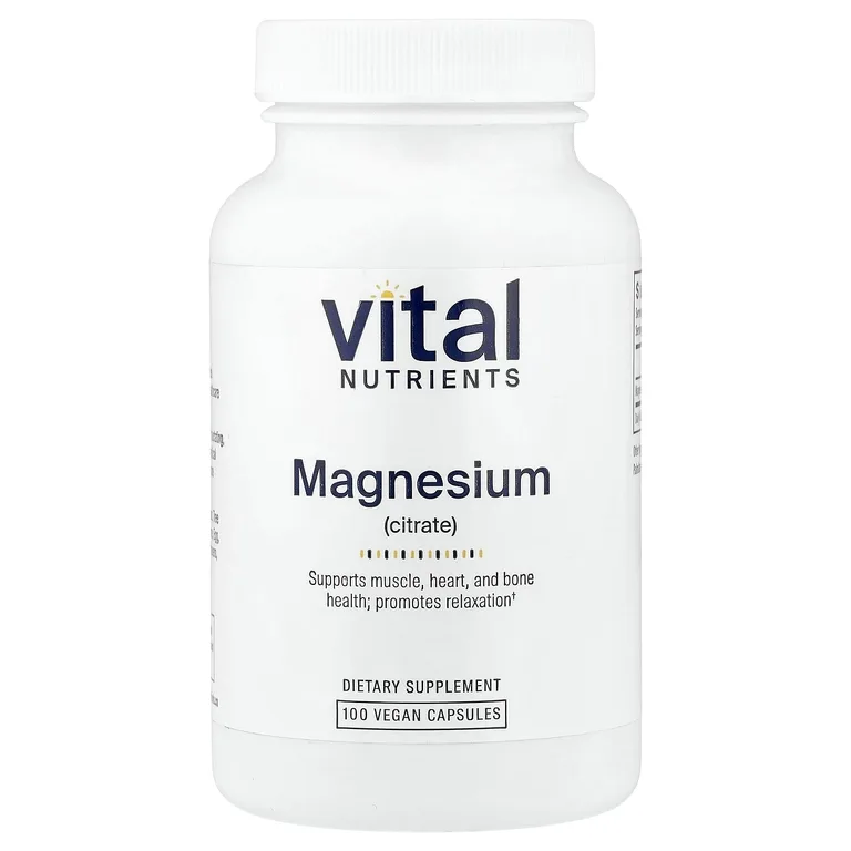 Vital Nutrients, цитрат магния, 100 веганских капсул (150 мг в 1 капсуле)