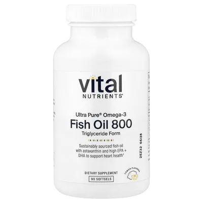 Vital Nutrients, Ultra Pure® Omega-3, рыбий жир 800, лимон, 90 мягких таблеток