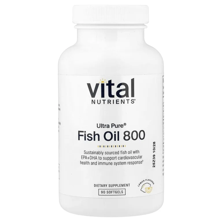 Vital Nutrients, Ultra Pure®, рыбий жир 800, лимон, 90 капсул