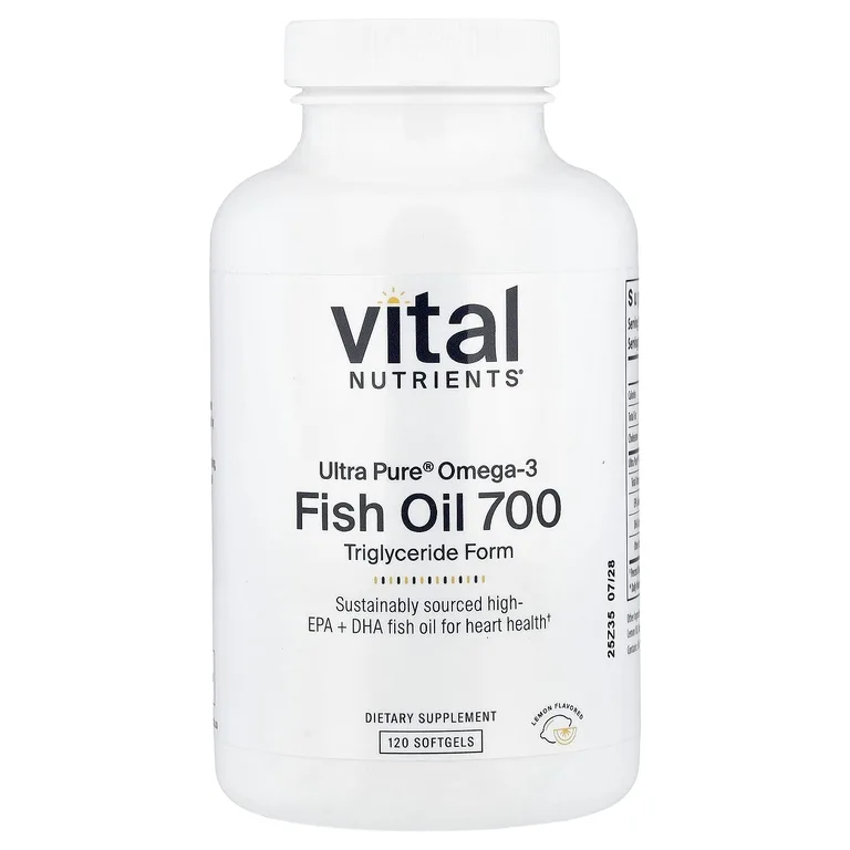 Vital Nutrients, ультрачистый рыбий жир 700, со вкусом лимона, 120 капсул