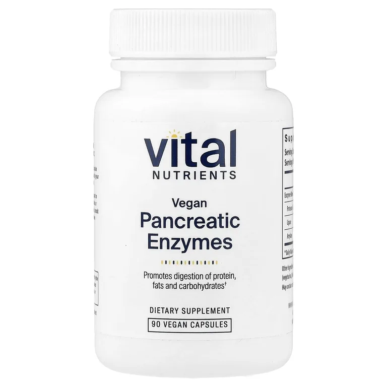 Vital Nutrients, веганские ферменты для поджелудочной железы, 90 веганских капсул