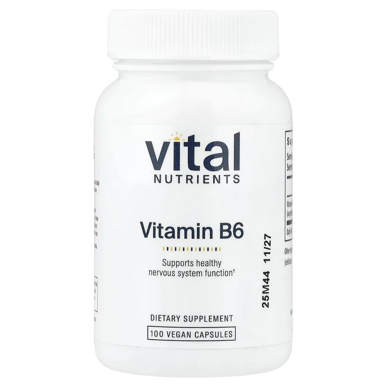 Vital Nutrients, Витамин B6, 100 веганских капсул (100 мг на капсулу)