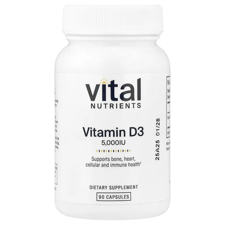 Vital Nutrients, Витамин D3, 5000 МЕ, 90 вегетарианских капсул