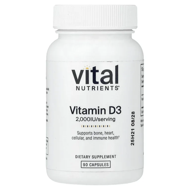 Vital Nutrients, витамин D3, 90 капсул (50 мкг (2000 МЕ) в 1 капсуле)
