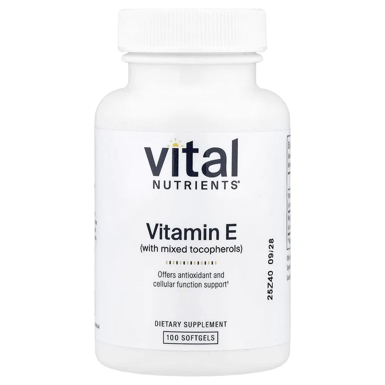 Vital Nutrients, витамин E со смешанными токоферолами, 100 мягких таблеток