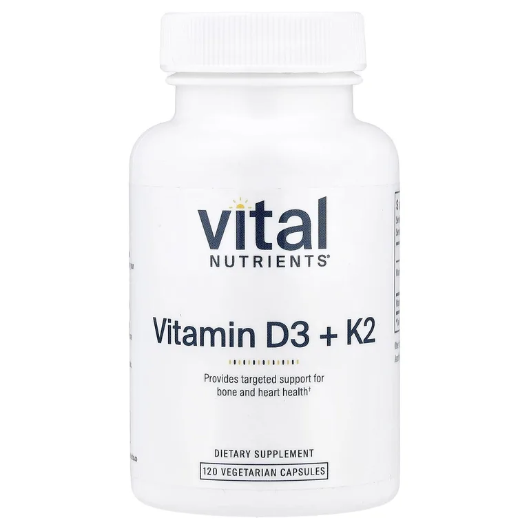 Vital Nutrients, Витамины D3 и K2, 120 вегетарианских капсул