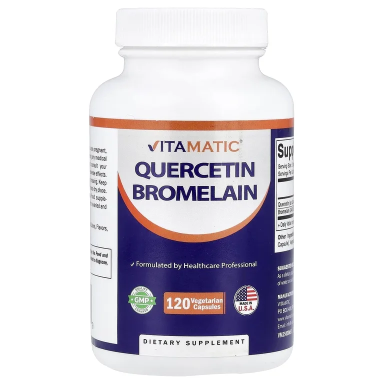 Vitamatic, кверцетин и бромелаин, 120 вегетарианских капсул