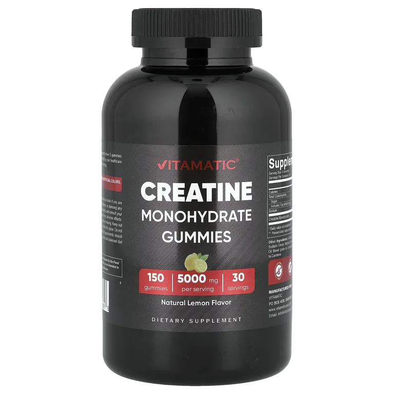 Vitamatic, моногидрат креатина, со вкусом лимона, 150 жевательных таблеток (1000 мг в 1 жевательной таблетке)