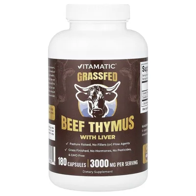 Vitamatic, тимьян из говядины травяного откорма с печенью, 180 капсул