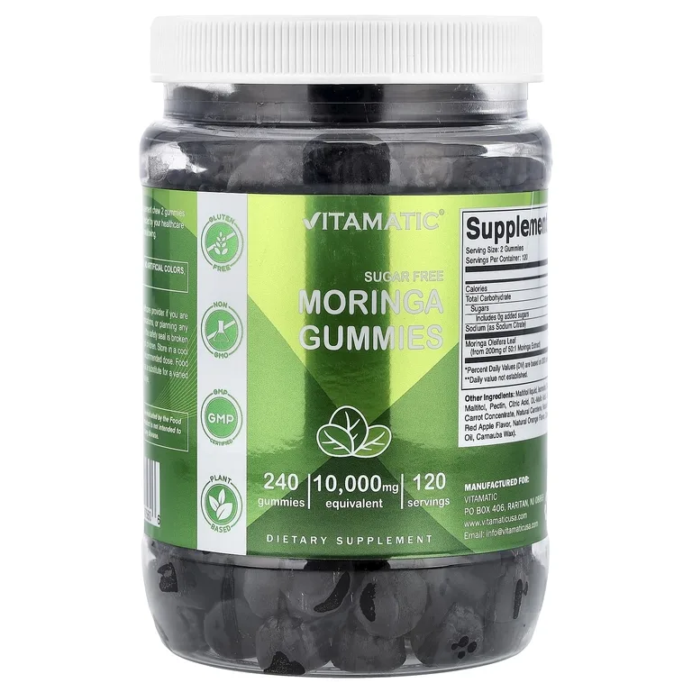 Vitamatic, жевательные таблетки с морингой, без сахара, 240 жевательных таблеток (5000 мг в 1 жевательной таблетке)