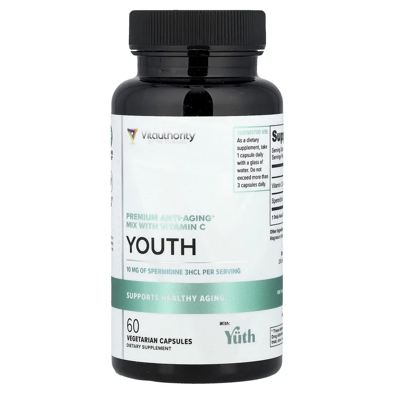 Vitauthority, Youth, антивозрастная смесь премиального качества с витамином C, 60 вегетарианских капсул