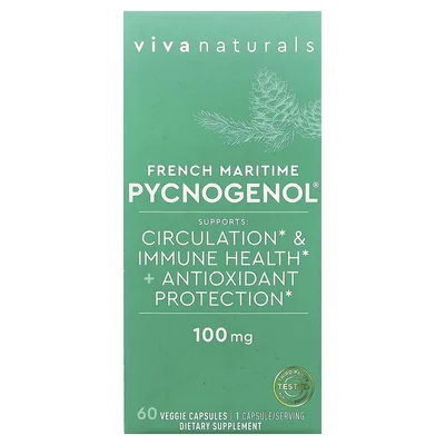 Viva Naturals, Pycnogenol®, френч приморский, 100 мг, 60 растительных капсул