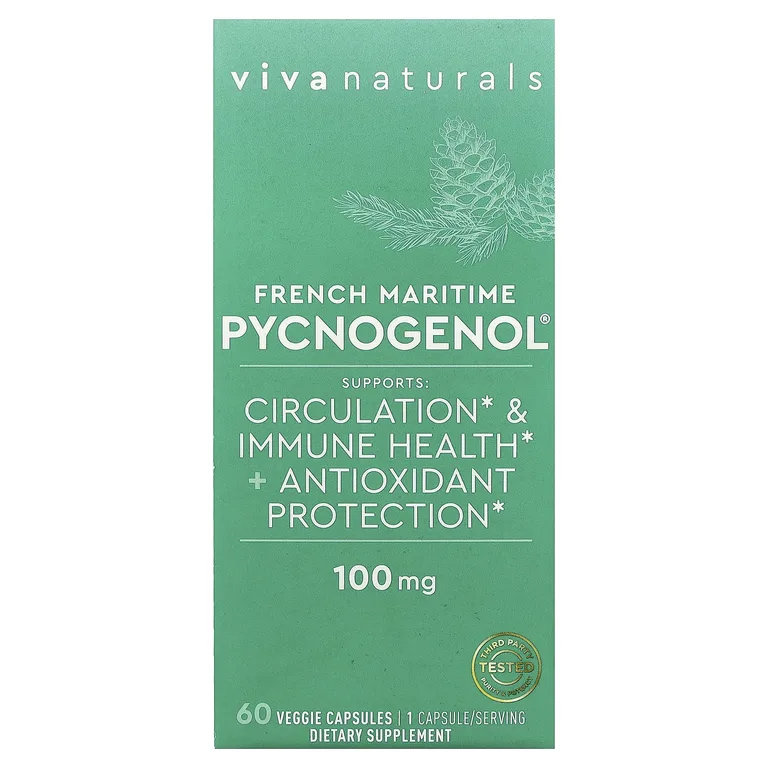 Viva Naturals, Pycnogenol®, френч приморский, 100 мг, 60 растительных капсул