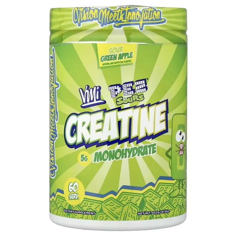 VMI Sports, моногидрат креатина, Pez®, кислое зеленое яблоко, 402 г (14,18 унции)