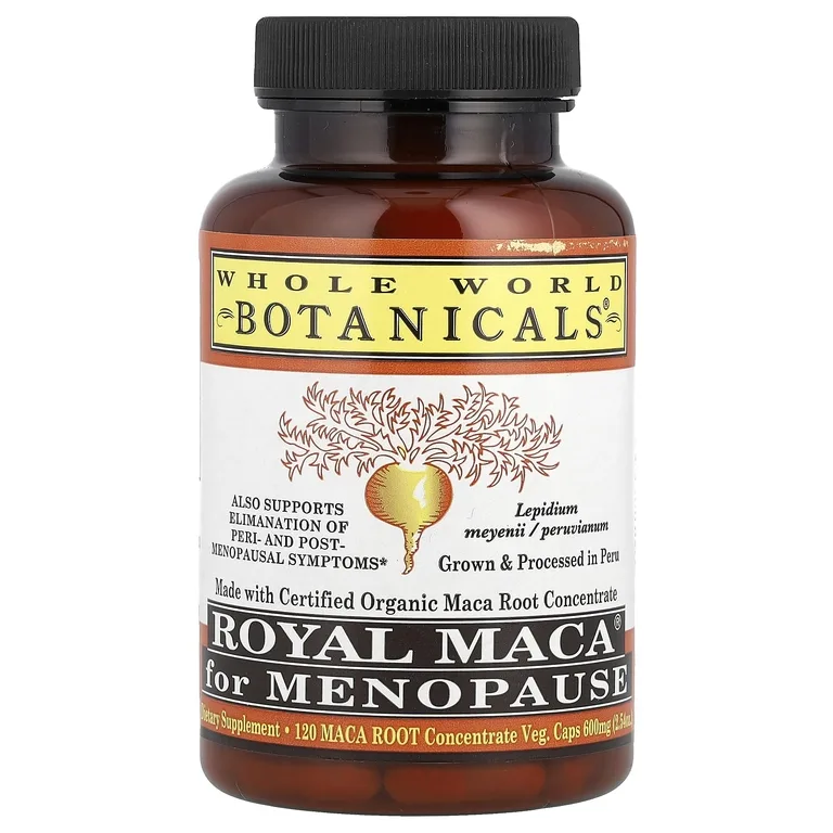 Whole World Botanicals, королевская мака, при менопаузе, 120 растительных капсул