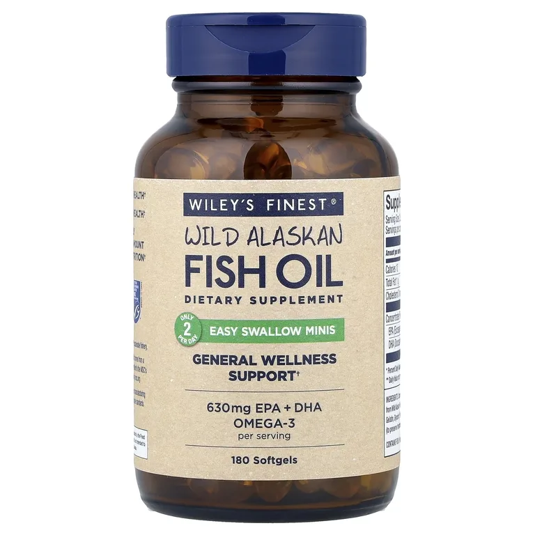 Wiley's Finest, Жир диких аляскинских рыб, 180 желатиновых капсул
