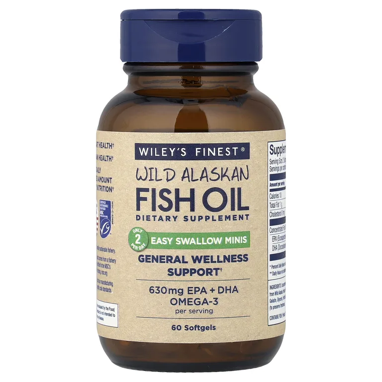 Wiley's Finest, Жир диких аляскинских рыб, 60 желатиновых капсул
