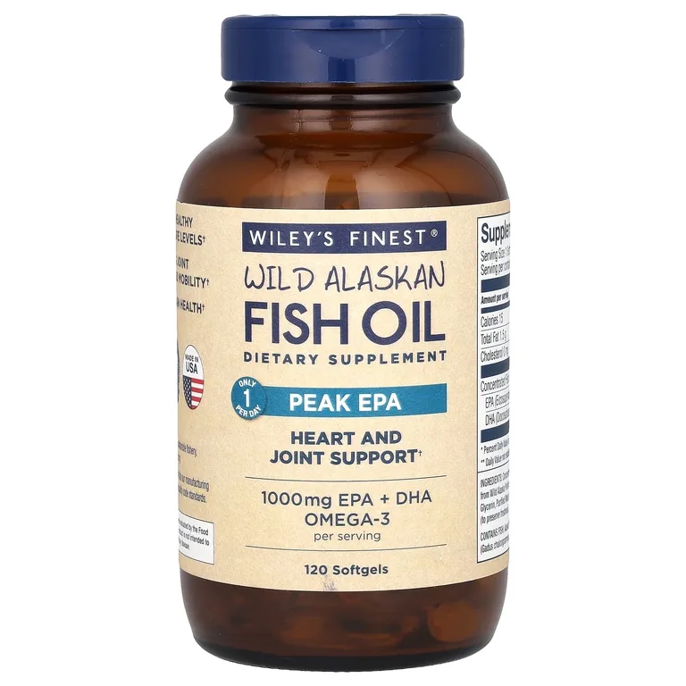 Wiley's Finest, жир дикой аляскинской рыбы, максимальное содержание ЭПК, 120 капсул