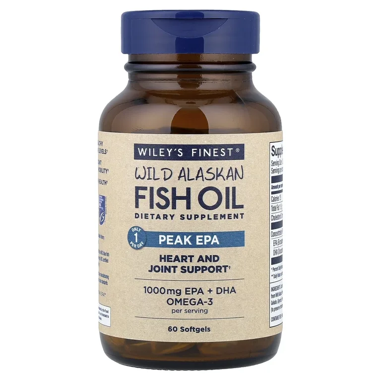 Wiley's Finest, жир дикой аляскинской рыбы, максимальное содержание ЭПК, 60 капсул