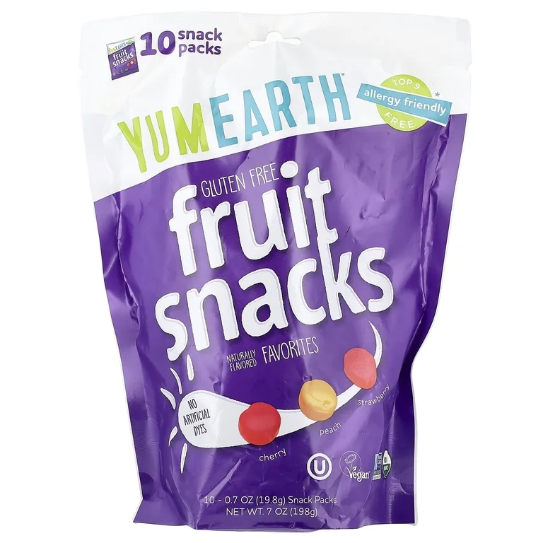 YumEarth, фруктовые снеки без глютена, ассорти любимых вкусов, 10 упаковок по 19,8 г (0,7 унции)