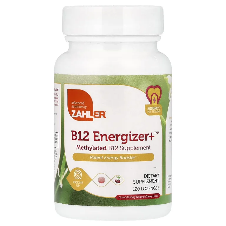 Zahler, B12 Energizer+™, натуральный вишневый вкус, 120 пастилок (5000 мкг в 1 пастилке)