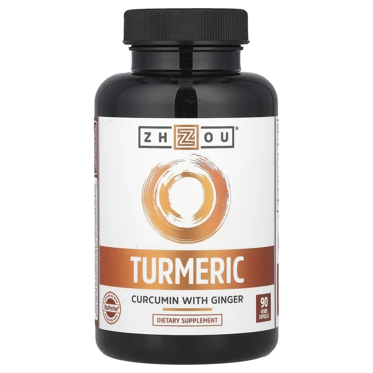 Zhou Nutrition, куркума, куркумин с имбирем, 90 растительных капсул