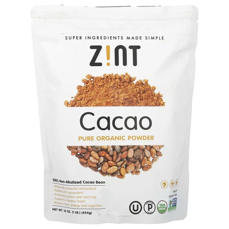 Zint, чистый органический порошок, со вкусом какао, 454 г (16 унций)