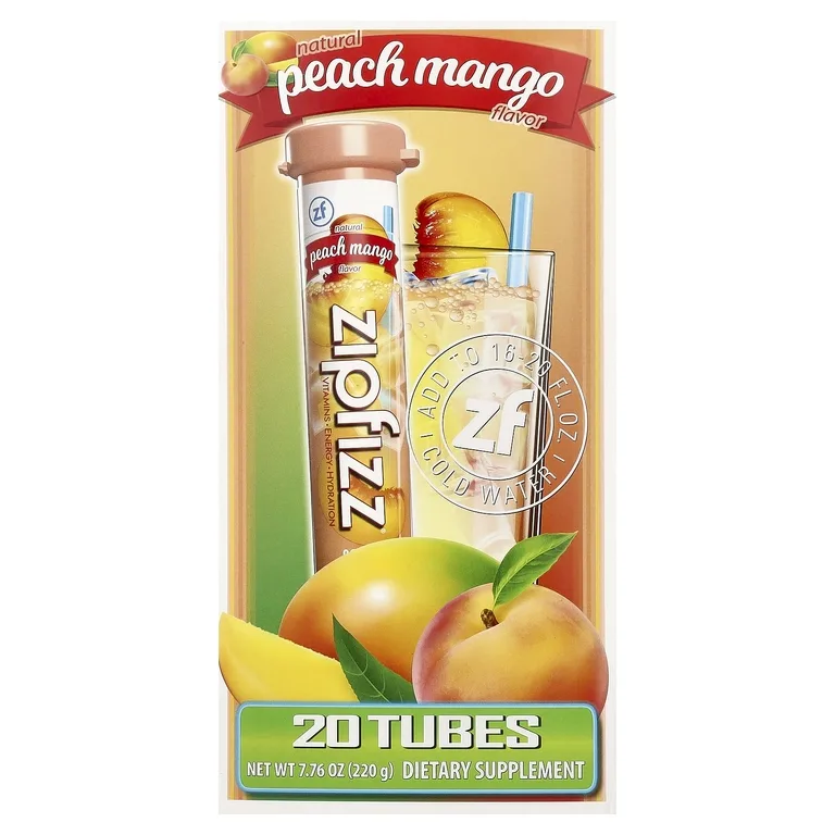 Zipfizz, Energy Drink Mix, персик и манго, 20 тюбиков по 11 г (0,39 унции)