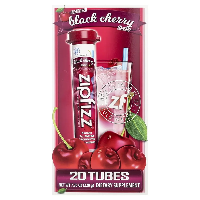 Zipfizz, Смесь для энергетических напитков, черная вишня, 20 тюбиков по 11 г (0,39 унции)